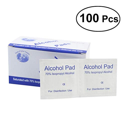 Milisten 100PCS Disposable Alcohol Pads Viruses Flu Sterilization Medical Disinfection for Home Outdoor