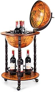 CASART 360MM/330MM Globe Drinks Cabinet with Casters, Movable Whisky Wine Spirits Cabinet, Vintage Alcohol Host Trolley, Home Restaurant Bar World Map Theme Wine Storage Stand (Brown, 360MM)