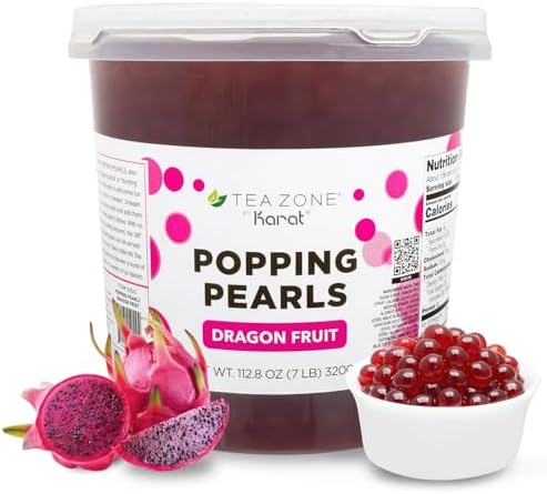 Tea Zone [7 Pounds] Dragon Fruit POPPING PEARLS™ for Boba Tea Beverages, Sweets, Ice Cream Topping | B2065