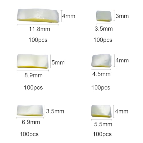 Image of 600pcs Clear PVC Heat Shrink Wrap, Heat Shrink Seals Perforated for Bottles, Jars, Lip Gloss Tubes Fits Cap, 6 Size 1.38*1.18in 1.77*1.57in 2.17*1.57in 2.72*1.38in 3.5*1.97in 4.65*1.57in