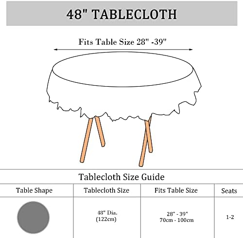 Sourcingmap Round Tablecloth Flower Embroidered Round Table Cover for Holiday Party Wedding, Theme Party Table Decors, Dresser Cover Tablecloth 48" Dia. Waterproof