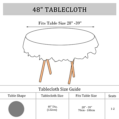 Uxcell Round Tablecloth Flower Embroidered Round Table Cover For Holiday Party Wedding, Theme Party Table Decors, Dresser Cover Tablecloth 48" Dia. Waterproof #TOP6