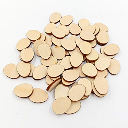 Heallily 100Pcs Unfinished Wood Slices Egg Shape Wood Discs 20Mm Wooden Cutouts Ornaments Craft Diy Easter Decoration #TOP6