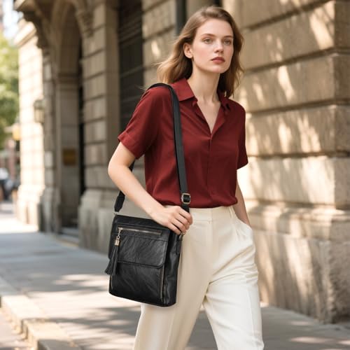 Image of UBAYMAX Leather Crossbody Purses for Women, Trendy Vegan Crossbody Bags Hobo Purses Bag Shoulder With Adjustable Guitar Strap