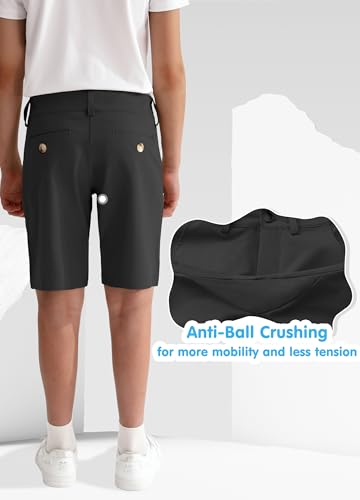 Youth Boys Golf Shorts Stretch Lightweight Kids School Uniform Clothes Flat Front Casual Khaki Hybrid Chino Dress Short3