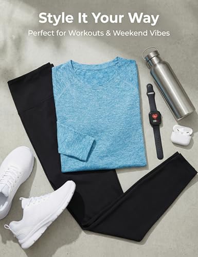 Wayleb Camiseta Deportiva de Manga Larga para MujerCamisetas de Malla Mujer Ropa Deporte Secado Rápido y Transpirable para Yoga Pilates Fitness Correr - imagen 5