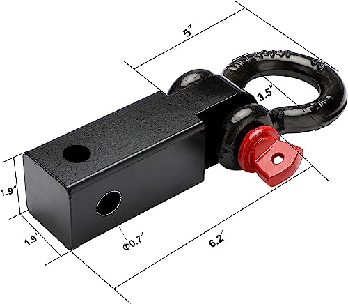BETOOLL 2-Inch Shackle Tow Hitch Receiver, 46297 Lbs Break Strength 3/4" D Ring Shackle Compatible with Jeep Wrangler and All Chevy/GMC, Ford, Dodge, Nissan, Toyota Truck 2" Receivers - Thumbnail 2