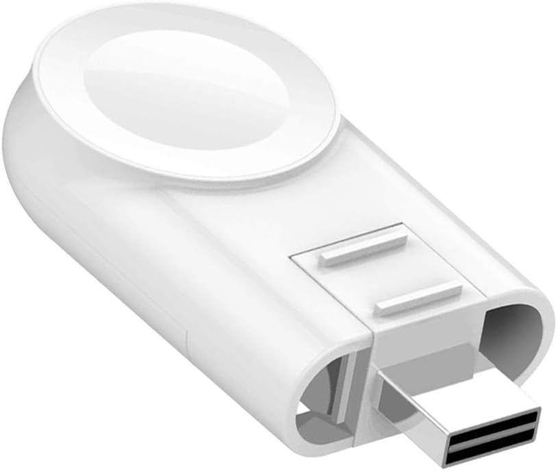 USB iWatch Charger for Apple Watch, QINUKER Wireless Portable Adjustable Magnetic Travel Compatible with i Watch Series 5 4 3 2 1 38mm 40mm 42mm 44mm with a White Lanyard(White)