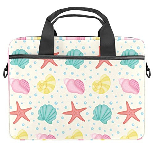 Sac à bandoulière pour PC portable avec joli motif coquillages colorés et légers