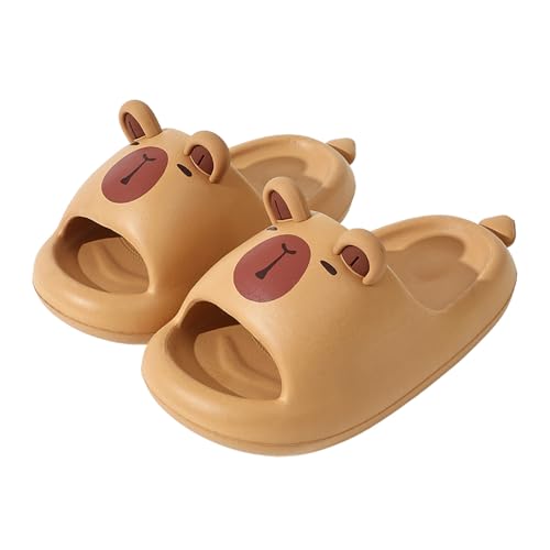 Bezieaway Capybara Slippers for Kids Soft Cute Animal Slide Sandals Open Toe Indoor Shoes Kahki 3435