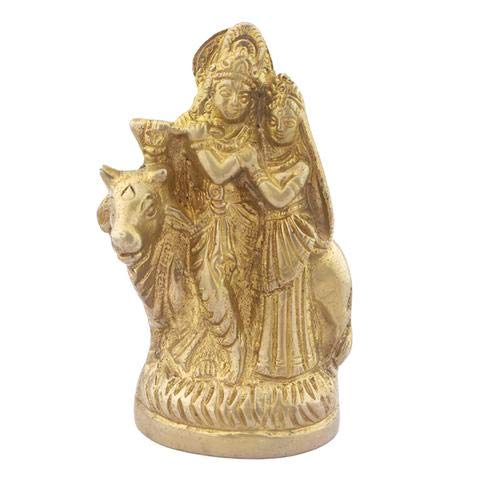 Divya Mantra Decorative Sri Hindu Goddess Radha and Lord Krishna Idol Sculpture Statue Murti-Puja, Meditation, Prayer, Office, Home Decor Gift Collection Item/Product-Money, Good Luck, Love - Yellow