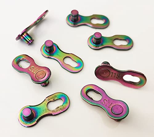 Hyamass 4 Pairs Bicycle Missing Link 11 Speed Chain Reusable Steel Bike Chain Link(Rainbow)