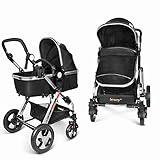 FUNKTIONALITÄT - Der Kinderwagen ist schnell komplett faltbar und platzsparend , so dass Sie können den Wagen im Autokofferraum auf Reisen abstellen ; Man kann mit nur einem Knopf die Rückenlehne des Sitzes verschiedene Winkel umwandeln ; Die Schalfwiege ist auch umkehrbar , damit Sie sich den Zustand Ihres Babys jeder Zeit ansehen
