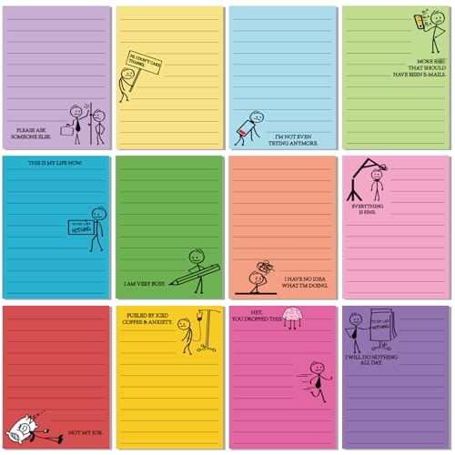 Saypacck 12 Pcs Funny Sticky Notes for Work, 4x3 Inches
