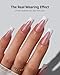 BTArtboxnails XCOATTIPS French Tip Press On Nails - Pink Glitter Base Long Square Press On Nails, 96 Pcs Salon Quality Soak Off Soft Gel Nail Tips Extension in 16 Sizes