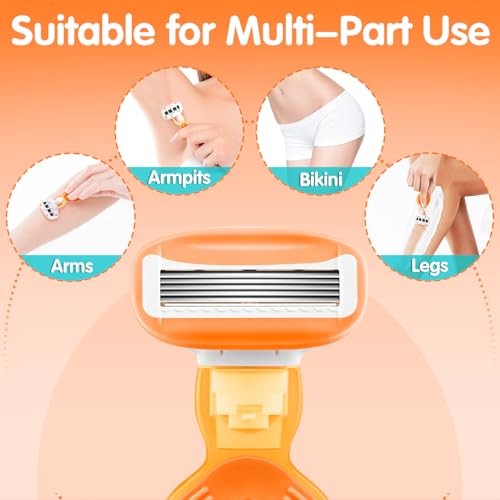 Image of DreamGenius Travel Razors for Women Include 1 Handle 2 Cartridges, Orange