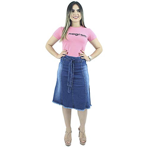 Saia Jeans Evasê Com Cinto Anagrom Ref.092 (36)