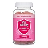 Vital Proteins Beauty Gummies, 2500mcg Biotin, Vitamin A, Zinc Supplement, Helps Supporth Healthy Hair, Skin, and Nails, 60 ct, 30-Day Supply, Strawberry Flavor