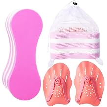 4 Pcs Swim Training Pull Buoy Hand Paddles Bag Set Include 1 Buoy 2 Hand Paddles 1 Bag with Adjustable Straps Swim Training Equipment Kit for Adults