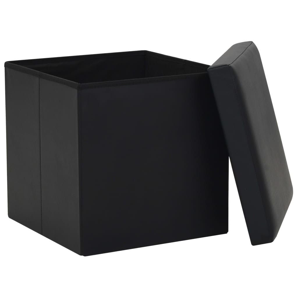 Taburete plegable con espacio de almacenamiento, juego de 2 unidades, piel sintética, ahorra espacio, apilable, portátil, resistente a la intemperie, asiento estable para cocina, balcón