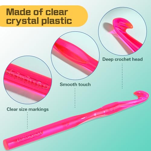 Image of QMNNMA 10 mm Crochet Hook, Large Crochet Hooks for Chunky Yarn | Ergonomic Crochet Hooks for Arthritic Hands, Ergonomic Knitting Needles Crochet Needle for Beginners and Crocheting Yarn