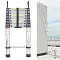 Telescoping Ladder with Hooks 16.5 FT Extension Ladder Aluminum Lightweight Telescopic Ladders for Home, Telescoping Attic Ladder RV Ladders Portable for Collapsible Roof Ladder, 330lbs Max Capacity