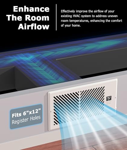 Atom Nexus Z612-W Airblaze Z6, Quiet Register Booster Fan Fits 6 Inchx12 Inch Register Holes, Smart Vent Booster Fan thumb #4