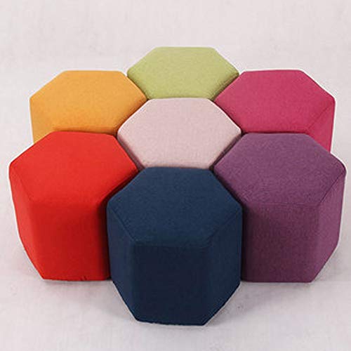 Repose-pieds rembourré vert et tabouret de salon hexagonal en bois pour table basse