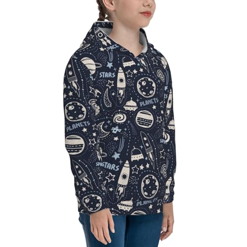 Cute Rocket Satellite Kids Pullover Hoodies Boys Sweatshirts Girls Athletic Clothes with Pocket3