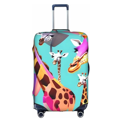 Housse de valise élastique XL contre les rayures motif girafe blanc