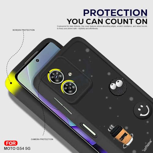 Image of AESTMO Back Case Cover for Motorola Moto G54 5G Cover | Cute Fun Cartoon 3D Ball | Coffee Silicone Case | Full Body Protection | Camera Protection Back Cover for Motorola Moto G54 5G (Black)