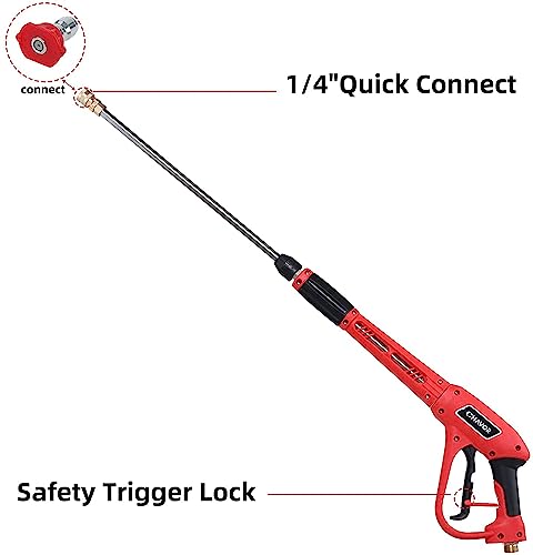 CHAVOR Pressure Washer Gun with Replacement Extension Wand, Upgraded Power Washer Gun with 5 Spray Nozzle Tips, M22 Fitting, 37 Inch, 3000 PSI by CHAVOR - Image 4