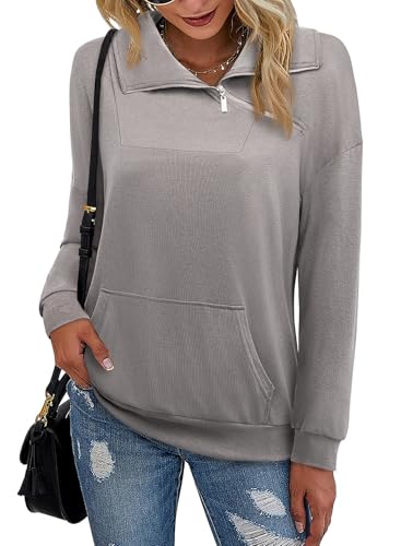 Image of Bulotus Womens Turtleneck Sweaters Ribbed Knit Split Cowl Neck Tunic Sweaters