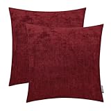 HWY 50 Cashmere Soft Decorative Throw Pillows Covers Set Cushion Cases for Couch Sofa Living Room Burgundy Wine Red Comfortable 18 x 18 inch Pack of 2