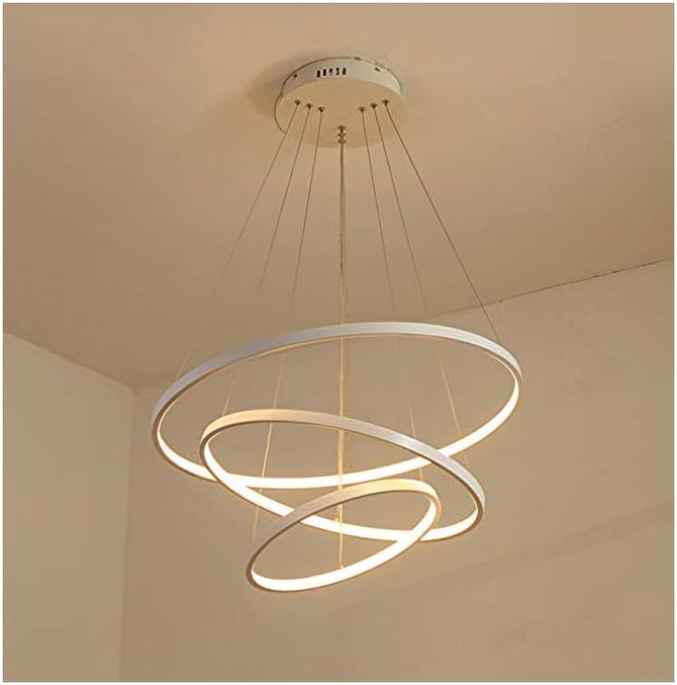 Hilton 3 Ring White Body Modern Double LED Chandelier for Dining Living Room Office Hanging Suspension Fancy Lamp - Warm White