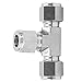 Baxnore 316 Stainless Steel Compression Ferrule Tee Connector High Pressure Double Ferrule Fitting for Industrial Oil Gas Piping Systems 3mm to 25mm Pipe Diameter (F10)