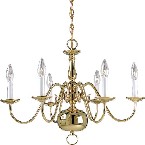 Review Discount Progress Lighting P4356-10 Americana Chandeliers, 25-Inch Diameter x 18-Inch Height, Brass
