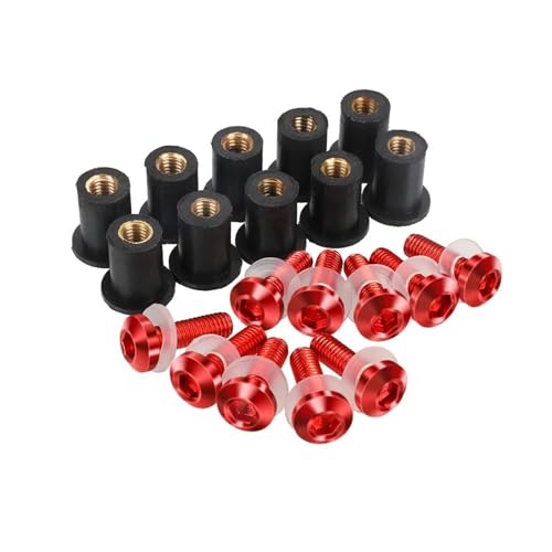 Juego tornillos motocicleta 10 Uds Kits Pernos Parabrisas Accesorios Tornillos Para ZX636 Para Ninja Para 250 Para 300(rojo)
