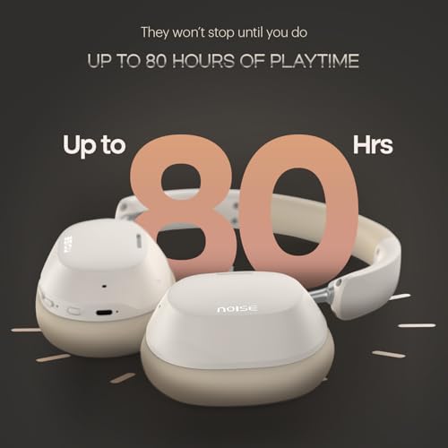 Image of Noise Airwave Max 5 Wireless Over-Ear Headphones with Adaptive Hybrid ANC (up to 50dB), HFA Tech, 80H Playtime, Dual Pairing(Calm Beige)