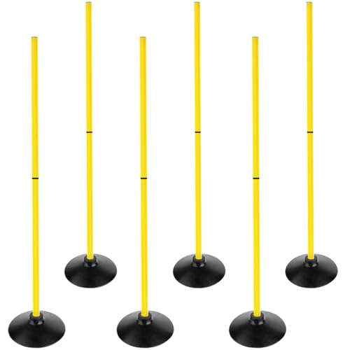 ASENVER Soccer Agility Poles Set Detachable Sports Trainning Speed Pole Slalom Poles with Rubber Base Sport Traning Equipment (4.9 FT, Pack of 6)