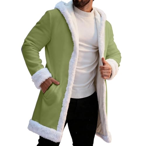 Cardigan à capuche homme hiver en fourrure blanc thermique