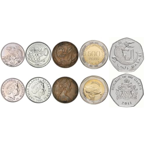 5 Different Coins With Reptiles and Amphibians - Turtles Crocodiles Lizards Frogs - Exotic Wildlife Collectible Coin Set