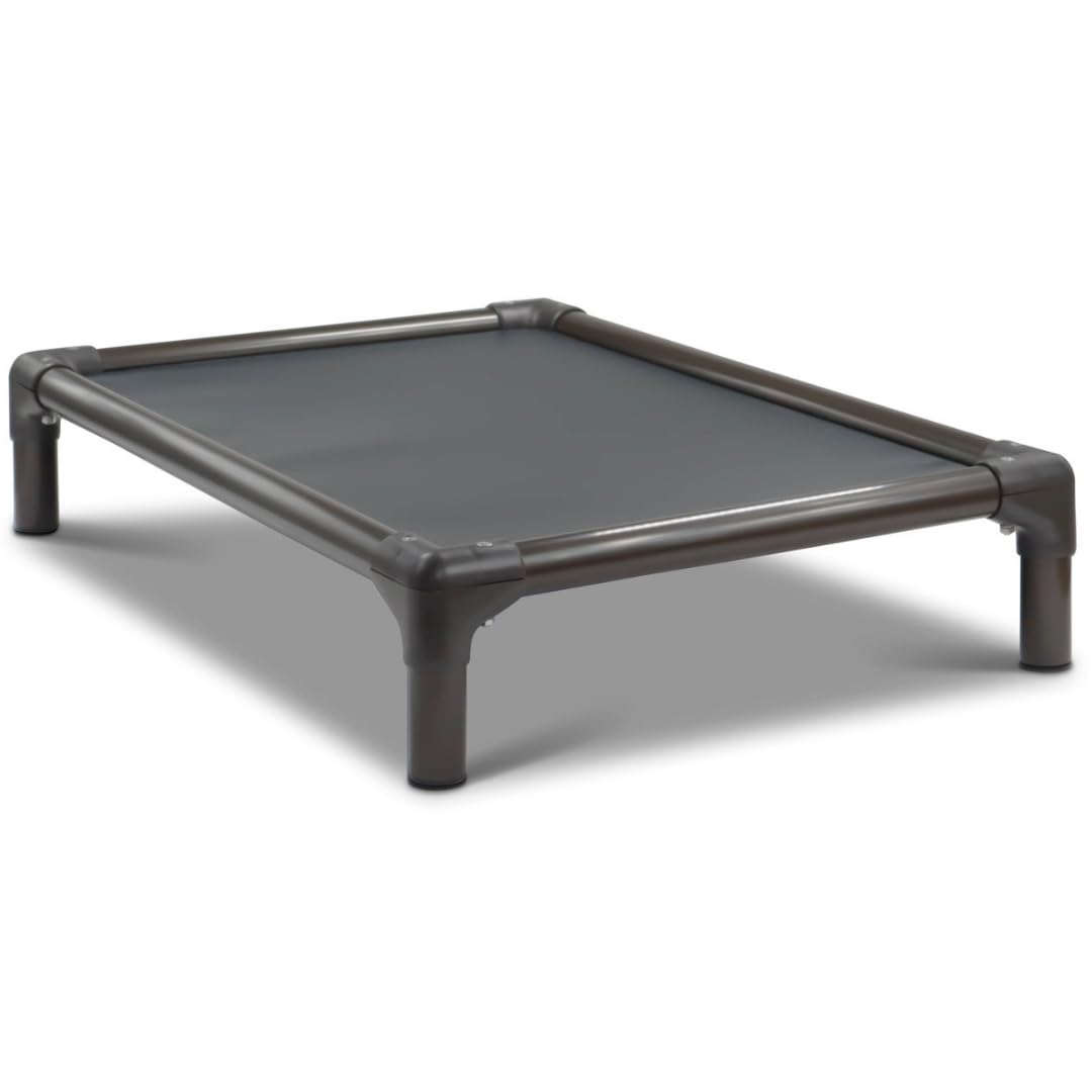 Kuranda Chewproof Elevated Dog Bed - Walnut PVC - 50" x 36" - Heavy Duty Vinyl - Smoke
