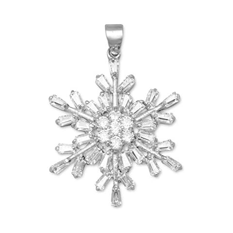 AzureBella Jewelry Snowflake Pendant Rhodium Over Sterling Silver and 37 CZ Stones, Pendant Only Cover