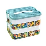 Duojidianzi おもちゃオーガナイザー収納ケース ビルディングブロック用コンテナ おもちゃ 蓋付き レゴ用 キッズピグメントブロック収納ボックスキッズピグメントレゴラインナップカテゴリー 積み重ね可能 ビルディングブロック 内隔がある 玩具収納 プラスチック製 子供 透明 (イエロー,3層) (2層,a) [並行輸入品]