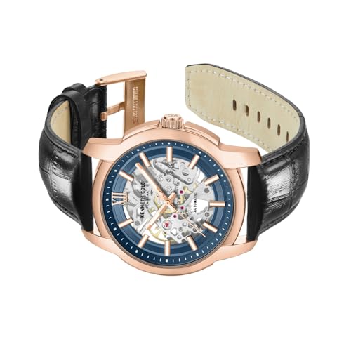 Kenneth Cole Automatic Analog with Blue Dial Black Leather Strap Watch for Men - KCWGX0099403MNW - Image 5