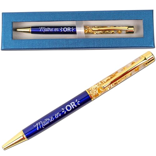 Ernestine - Stylo Maître en Or + boitier - Idée cadeau fin d'année scolaire - cadeaux professeur école - remerciement enseignant retraite Noël - maitre en Or - objet personnalisé instituteur