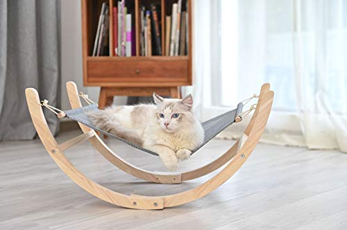 BEELIKE Cat Hammock Toys Kitten Swing House Bed Wooden Rocking Chair Toys (Large)