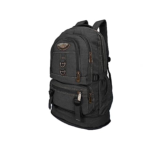 Mochila Lona De Camping Acampamentos Reforçada Motoqueiro Viagem Trilha 50l (M05, Preto)