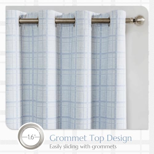 Beauoop Blue Plaid Jacquard Blackout Curtains 96 Inches Long 2 Panels for Bedroom Living Room Checkered Room Darkening Thermal Insulated Soundproof Grommet Window Treatment Drapes, 52x96 2 Set by Beauoop - Image 8